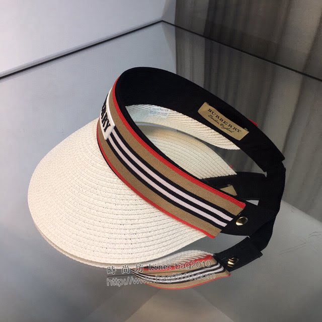 Burberry爆款女士帽子 巴寶莉新品空頂帽髮夾 巴寶莉編織草帽  mm1242